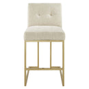 Privy Gold Stainless Steel Upholstered Fabric Counter Stool
