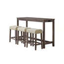 Oak Lawn Grey Bar Table Single Pack (Table + 3 Tan Fabric Stools)