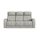 Prime Time P3 Sofa with DDT, 3.0 Table, 7 Colors (LED and Cup Holders), Reading Light, Vibration, speaker, and Heat Massage in Leather Gel Light Grey