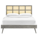 Sidney Cane and Wood King Platform Bed With Splayed Legs
