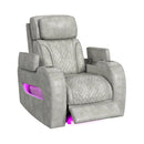 Prime Time P3 3PC Living Room Set with 7 Colors LED in Leather Gel Light Grey-Sofa, Loveseat & Recliner