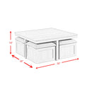 Uster Coffee Table W/Four storage Stools Grey