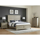 Whit-Ash Bedroom Set with 2 Nightstands in Light Grey