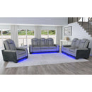 Lantana Power Motion Loveseat with Power Headrest, Led, and Console in Rocky Cement/Charcoal
