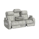 Prime Time P3 3PC Living Room Set with 7 Colors LED in Leather Gel Light Grey-Sofa, Loveseat & Recliner