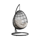 Playa Swing Egg Chair with Base and Pillar - Dark Grey and Olefin Beige