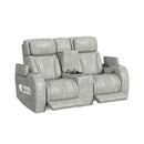 Prime Time P3 Loveseat with Console, 7 Colors LED, Cup Holders and Wireless Charger Controller in Leather Gel Light Grey