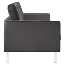 Loft Tufted Upholstered Faux Leather Sofa