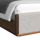 Brisbane UPH Bed with Boucle Beige and LED in Brown