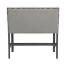 Seneca Counter Bench with Upholstered Back and Grey Fabric