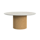 Sylvie Round Coffee Table with White Faux Marble Top and Base