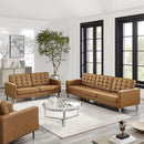 Loft Tufted Upholstered Faux Leather Sofa and Loveseat Set