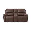 Atlantis Power Motion Loveseat with Power Motion Head Recliner & Console in Heritage Brown