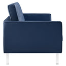 Loft Tufted Upholstered Faux Leather Sofa