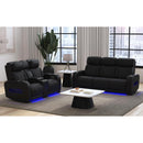 Prime Time P3 Living Room Set in Jett Black with Red Stitching