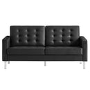Loft Tufted Upholstered Faux Leather Loveseat