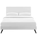 Macie Queen Vinyl Platform Bed with Round Splayed Legs