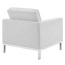 Loft Tufted Upholstered Faux Leather Sofa and Armchair Set