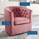Prospect Tufted Performance Velvet Swivel Armchair