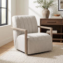 Blaze Swivel Chair in Laurence Cream with Natural Arm