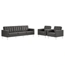 Loft 3 Piece Tufted Upholstered Faux Leather Set