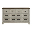 Farmington 9-Drawer Dresser in Medium Brown and Washed Stone