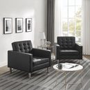 Loft Tufted Upholstered Faux Leather Armchair Set of 2