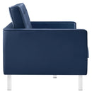 Loft Tufted Upholstered Faux Leather Loveseat