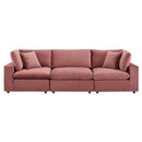 Commix Down Filled Overstuffed Performance Velvet 3-Seater Sofa