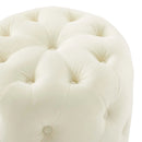 Amour Tufted Button Round Performance Velvet Ottoman