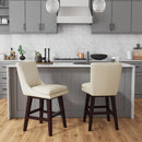 Villanova Swivel Counter Stool with Beige PU in Espresso (2 Per Carton)