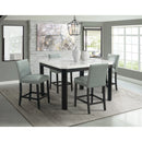 Francesca White Marble Square 5PC Counter Height Dining Set-Table & Four Grey PU Chairs