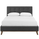 McKenzie Queen Biscuit Tufted Upholstered Fabric Platform Bed