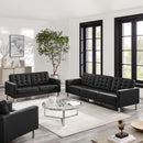 Loft Tufted Upholstered Faux Leather Sofa and Loveseat Set