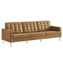 Loft Tufted Upholstered Faux Leather Sofa