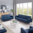 Loft Tufted Upholstered Faux Leather Sofa and Loveseat Set