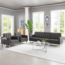 Loft 3 Piece Tufted Upholstered Faux Leather Set