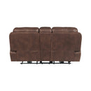 Atlantis Power Motion Loveseat with Power Motion Head Recliner & Console in Heritage Brown