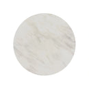 Sylvie Round Dining Table with White Faux Marble Top in Dark Brown