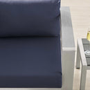 Shore Sunbrella� Fabric Aluminum Outdoor Patio Right-Arm Loveseat