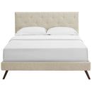 Tarah King Fabric Platform Bed with Round Splayed Legs