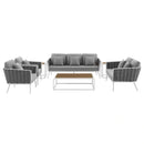 Stance 7 Piece Outdoor Patio Aluminum Sectional Sofa Set
