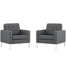 Loft Armchairs Upholstered Fabric Set of 2