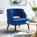 Traipse Button Tufted Open Back Performance Velvet Armchair