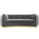 Enthusiastic Vertical Channel Tufted Curved Performance Velvet Sofa