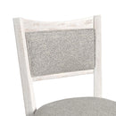 Rogen Rustic Swivel Bar Stool with Grey Fabric in Rustic White (2 Per Carton)