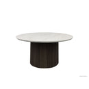 Sylvie Round Coffee Table with White Faux Marble Top and Base