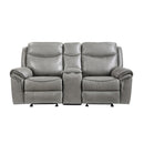 8206GRY-2 - Double Glider Reclining Love Seat with Center Console, Receptacles and USB Ports - Michael's Discount Furniture