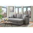 Caracas Sectional Sleeper Chofa with Pull Bed, Drop Table & USB in Palmer Grey