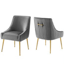 Discern Pleated Back Upholstered Performance Velvet Dining Chair Set of 2